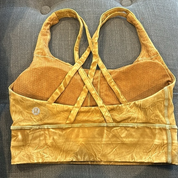 Lululemon Long Line Energy Bra Yellow NuLux Wash Size 4 - Picture 7 of 9